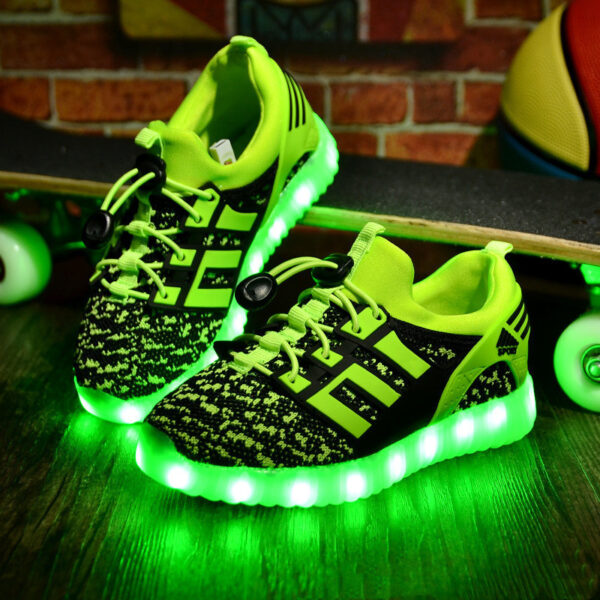 Rechargeable Luminous Shoes Children Shoes USB Colorful Flying Woven Light Shoes - Image 7