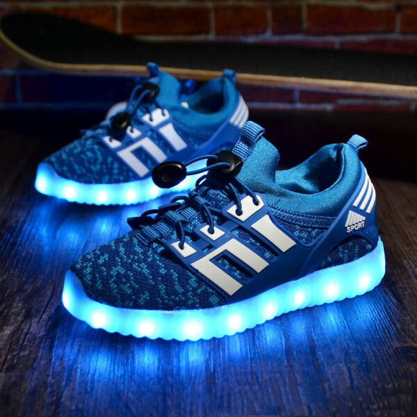 Rechargeable Luminous Shoes Children Shoes USB Colorful Flying Woven Light Shoes - Image 5