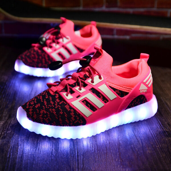 Rechargeable Luminous Shoes Children Shoes USB Colorful Flying Woven Light Shoes - Image 8
