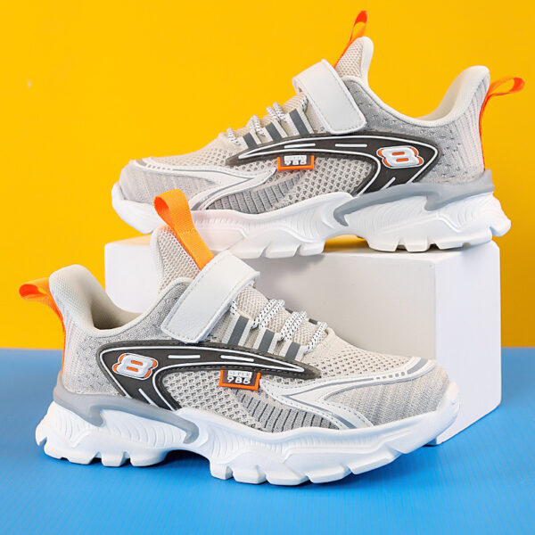 Mesh Breathable Children's Net Shoes, Big Children's Light Running Shoes, Elementary School Students Flying Woven Sports Shoes - Image 4