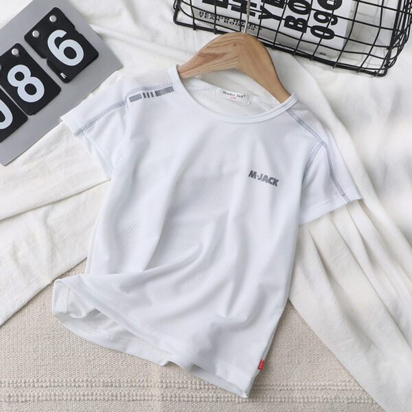 Small And Medium-sized Children's Round Neck Mesh Comfortable Half-sleeved Blouse - Image 3