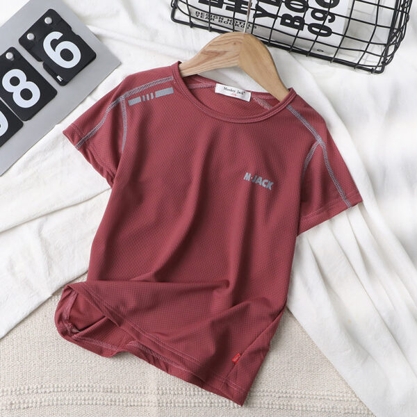 Small And Medium-sized Children's Round Neck Mesh Comfortable Half-sleeved Blouse - Image 5