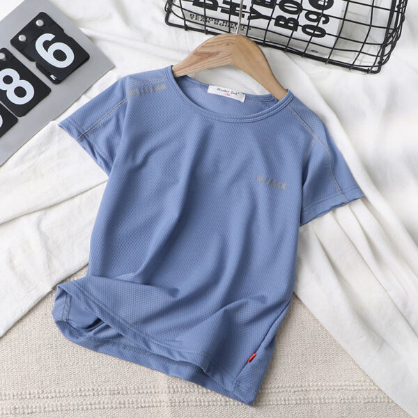 Small And Medium-sized Children's Round Neck Mesh Comfortable Half-sleeved Blouse - Image 2