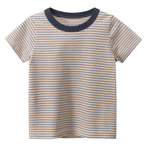 Short sleeve striped round neck T-shirt - Image 4