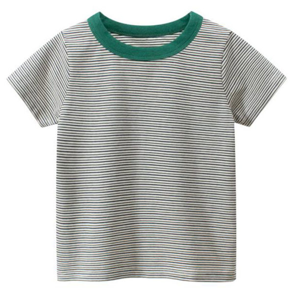 Short sleeve striped round neck T-shirt - Image 3