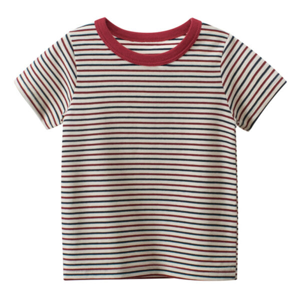 Short sleeve striped round neck T-shirt - Image 5