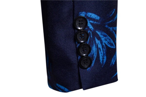 Men's European Size One Button Suit Red And Blue Flower Digital Printing - Image 4
