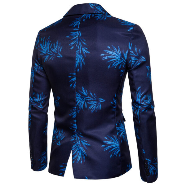 Men's European Size One Button Suit Red And Blue Flower Digital Printing - Image 7